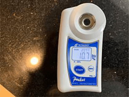 島バナナの糖度と比較するため測ったメロンの糖度